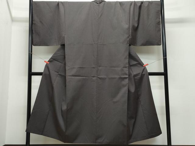 平和屋着物●男性 お召 格子柄 キングサイズ 正絹 逸品 CAAR8368vf