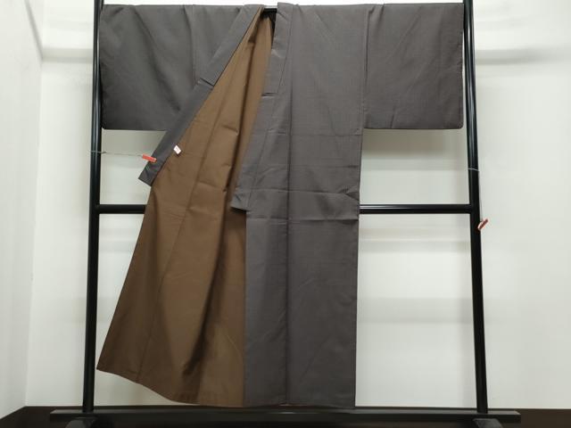平和屋着物●男性 お召 格子柄 キングサイズ 正絹 逸品 CAAR8368vf