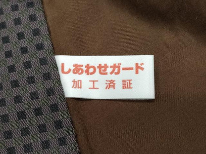 平和屋着物●男性 お召 格子柄 キングサイズ 正絹 逸品 CAAR8368vf