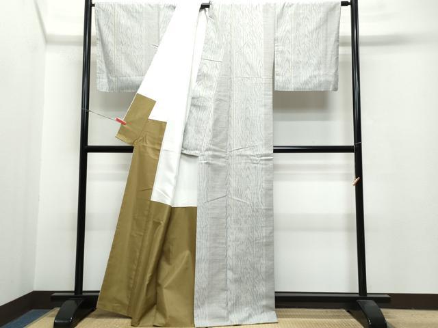 平和屋着物●上質な紬　100亀甲　杢目文様　正絹　逸品　CAAR8371vf