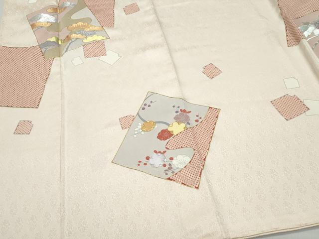 平和屋着物●訪問着 佐賀錦 刺繍 色紙松花文 銀彩 正絹 逸品 CAAR8382vf