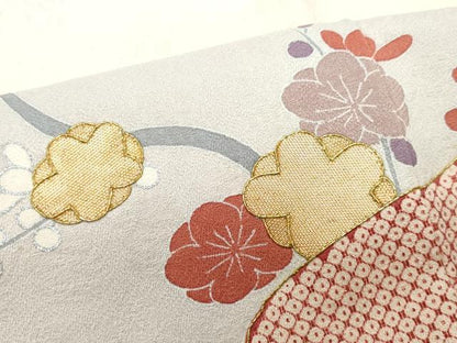 平和屋着物●訪問着 佐賀錦 刺繍 色紙松花文 銀彩 正絹 逸品 CAAR8382vf