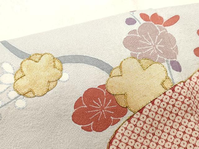 平和屋着物●訪問着 佐賀錦 刺繍 色紙松花文 銀彩 正絹 逸品 CAAR8382vf