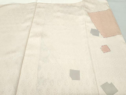 平和屋着物●訪問着 佐賀錦 刺繍 色紙松花文 銀彩 正絹 逸品 CAAR8382vf
