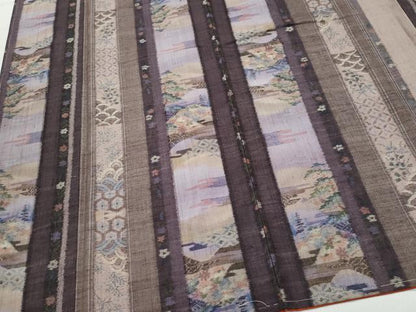 平和屋着物●小千谷紬　草花間道　正絹　逸品　CAAR8390vf
