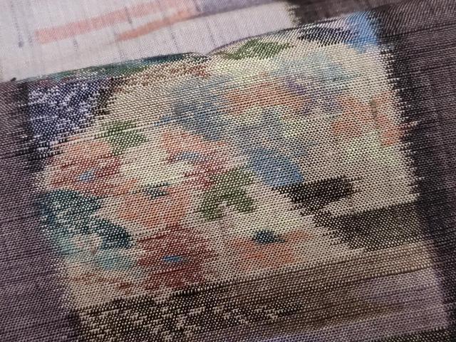 平和屋着物●小千谷紬　草花間道　正絹　逸品　CAAR8390vf