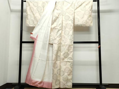 平和屋着物●本場大島紬 道中着セット 白大島 源氏車文 正絹 逸品 CAAR8396vf