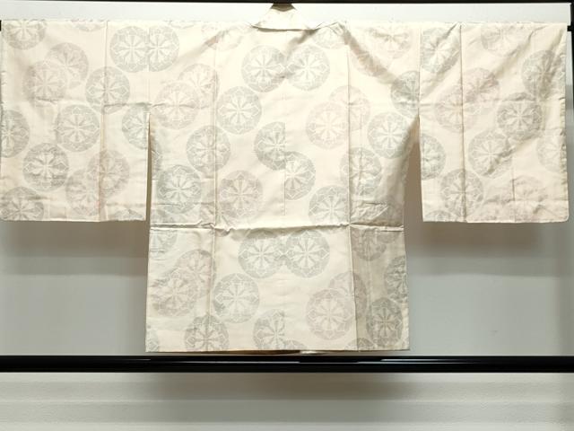 平和屋着物●本場大島紬 道中着セット 白大島 源氏車文 正絹 逸品 CAAR8396vf
