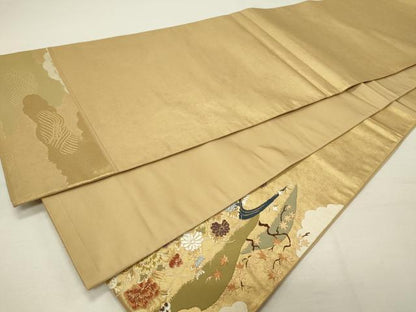 平和屋着物◎太鼓柄袋帯 唐織 天井風景文 金糸 正絹 逸品 CAAR8764in