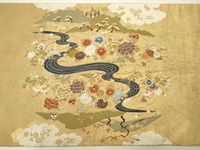 平和屋着物◎太鼓柄袋帯 唐織 天井風景文 金糸 正絹 逸品 CAAR8764in