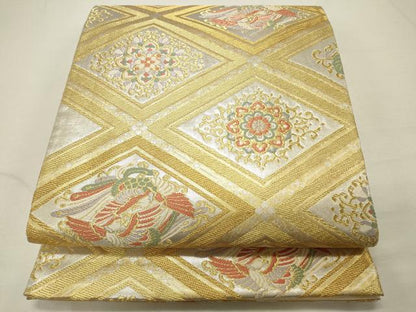 平和屋着物◎六通柄袋帯 唐織 天井花文 金銀糸 正絹 逸品 CAAR8768in