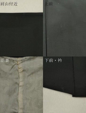 平和屋着物∞羽織 花唐草文 黒地 金銀糸 正絹 逸品 CAAR9097id