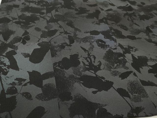 平和屋着物＃道中着 枝花文 暈し染め 黒地 やまと誂製 ロング丈 洗える着物 未使用 CAAR9158id