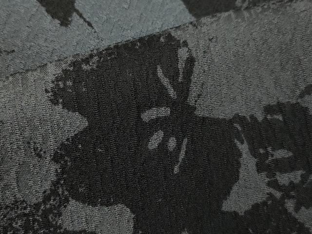 平和屋着物＃道中着 枝花文 暈し染め 黒地 やまと誂製 ロング丈 洗える着物 未使用 CAAR9158id