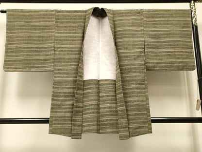 平和屋着物＃羽織 紬地 横段文 正絹 逸品 未使用 CAAR9161id