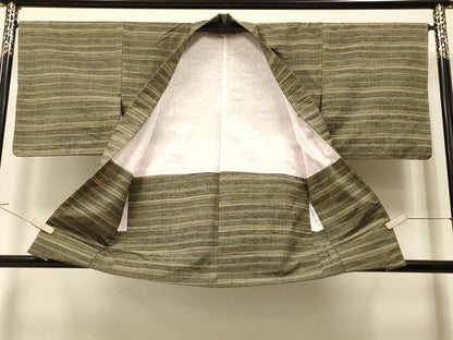 平和屋着物＃羽織 紬地 横段文 正絹 逸品 未使用 CAAR9161id