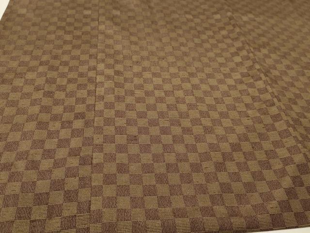 平和屋着物＃道中着　紬地　市松文様　さが美扱い　ロング丈　正絹　逸品　CAAR9162id