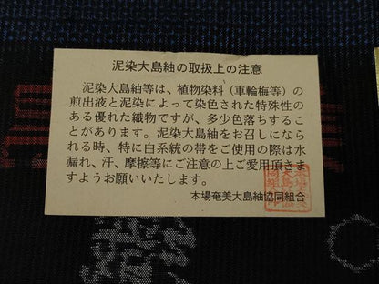 平和屋着物＃男性 本場大島紬 羽織 泥染め 100亀甲 総詰め 中村紬工場謹製 証紙付き キングサイズ 正絹 逸品 未使用 CAAR9163id