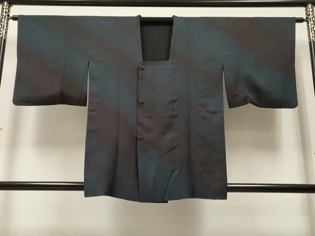 平和屋着物＃道行コート リバーシブル 霞文 暈し染め 黒地 正絹 逸品 CAAR9166id
