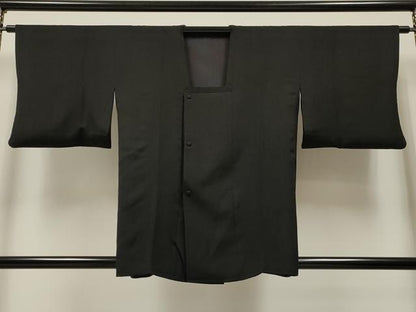 平和屋着物＃道行コート リバーシブル 霞文 暈し染め 黒地 正絹 逸品 CAAR9166id