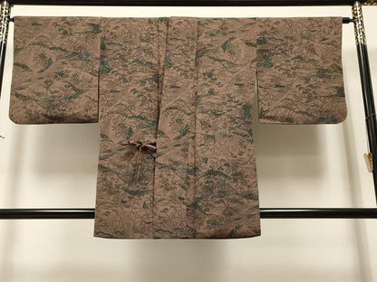 平和屋着物∞道中着 型染め 風景文 鬼しぼ縮緬 正絹 逸品 CAAR9173id