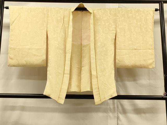 平和屋着物∞羽織 草花地紋 淡黄色正絹 逸品 CAAR9186id