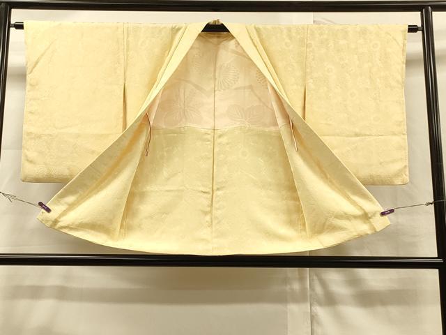 平和屋着物∞羽織 草花地紋 淡黄色正絹 逸品 CAAR9186id