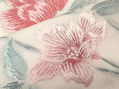 平和屋着物∞羽織 総刺繍 枝花文 暈し染め 銀糸 正絹 逸品 CAAR9188id