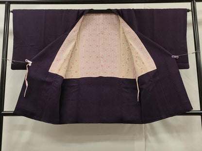 平和屋着物＃道行コート 紫紺色 正絹 逸品 CAAR9191id