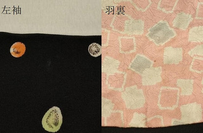 平和屋着物∞羽織　霰　黒地　正絹　逸品　CAAR9195id