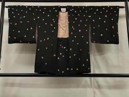 平和屋着物∞羽織　霰　黒地　正絹　逸品　CAAR9195id