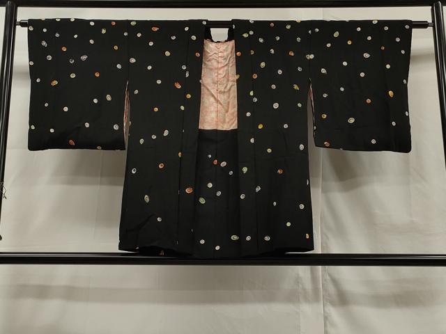 平和屋着物∞羽織　霰　黒地　正絹　逸品　CAAR9195id