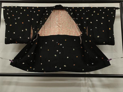 平和屋着物∞羽織　霰　黒地　正絹　逸品　CAAR9195id