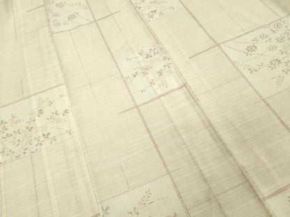 平和屋着物＊夏物 小紋 絽 枝花文 洗える着物 CAAR9444ev