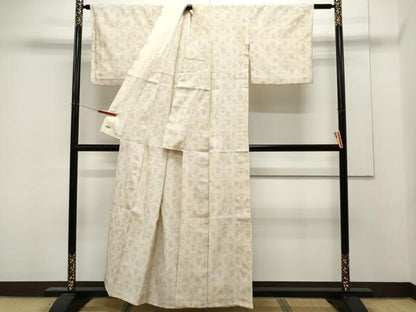 平和屋着物▽本塩沢 単衣 吉祥花文 三越扱い 正絹 逸品 CAAR9815ev