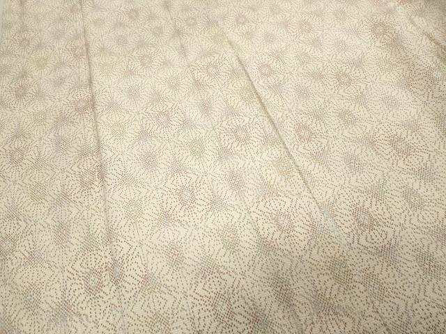 平和屋着物▽本塩沢 単衣 吉祥花文 三越扱い 正絹 逸品 CAAR9815ev