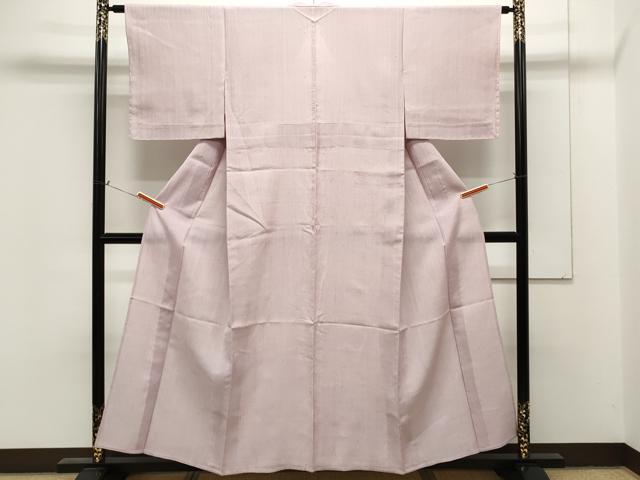 平和屋着物▽上質な紬　単衣　紬　撫子色　正絹　逸品　CAAU0448ev