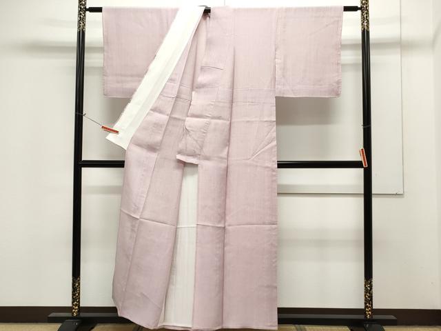 平和屋着物▽上質な紬　単衣　紬　撫子色　正絹　逸品　CAAU0448ev