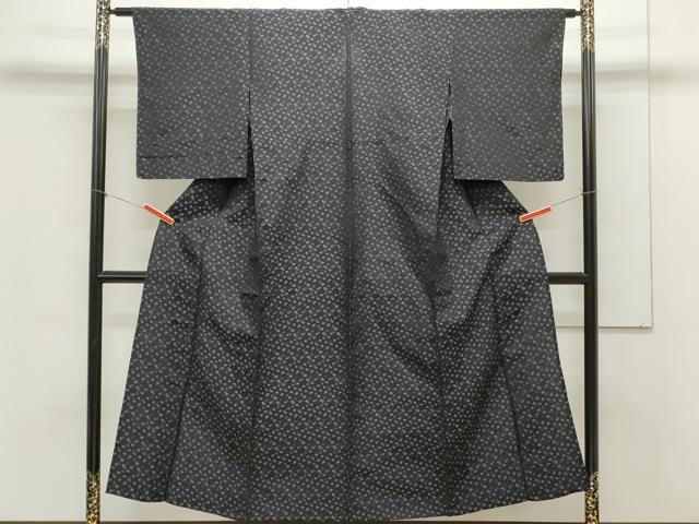 平和屋着物▽上質な小紋 単衣 水玉 黒地 正絹 逸品 CAAR9936ev