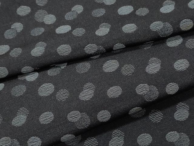 平和屋着物▽上質な小紋 単衣 水玉 黒地 正絹 逸品 CAAR9936ev