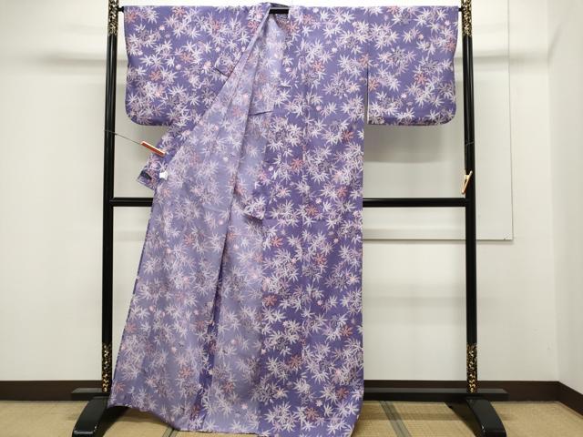 平和屋着物▽小紋 単衣 楓 舞葉文 洗える着物 CAAR9990ev