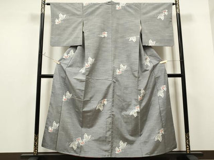 平和屋着物●上質な紬 舞蝶文 正絹 逸品 CAAS0001th