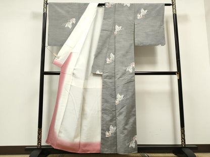 平和屋着物●上質な紬 舞蝶文 正絹 逸品 CAAS0001th