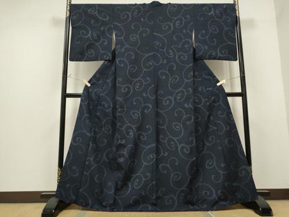 平和屋着物●上質な紬　80亀甲　唐草文　正絹　逸品　CAAS0010th