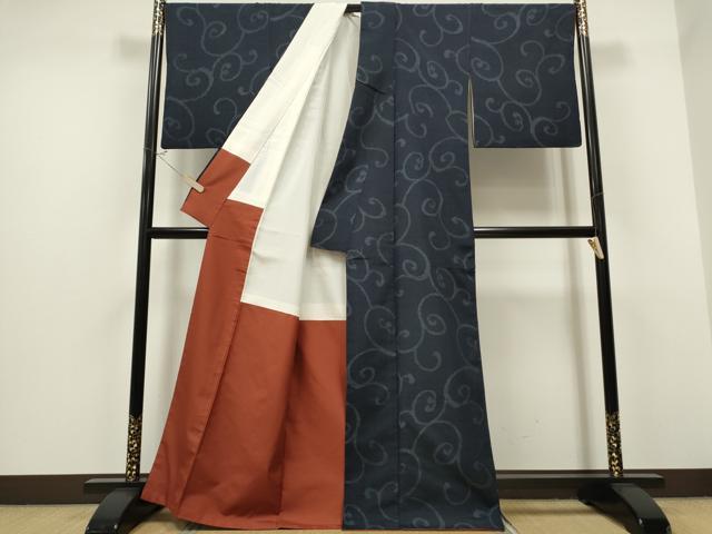 平和屋着物●上質な紬　80亀甲　唐草文　正絹　逸品　CAAS0010th