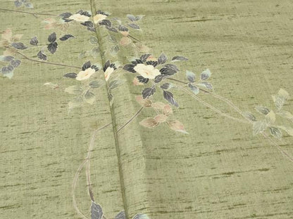 平和屋着物●訪問着　友禅　作家物　紬地　枝花文　金糸　正絹　逸品　CAAS0012th