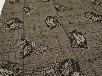 平和屋着物●本場大島紬 7マルキ 泥染め 色紙重ね草花文 正絹 逸品 未使用 CAAS0021th