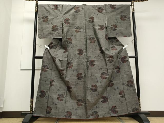 平和屋着物●本場大島紬 7マルキ 吉祥花丸文 正絹 逸品 CAAS0026th