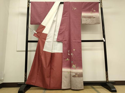 平和屋着物●訪問着　作家物　紬地　更紗花文　金彩　正絹　逸品　CAAS0057th
