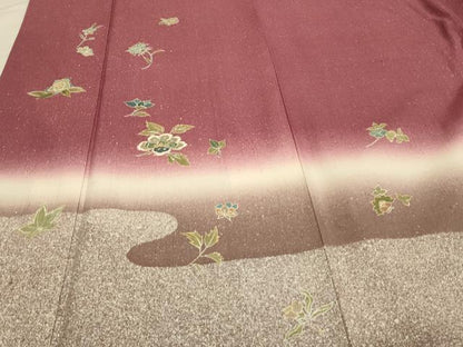 平和屋着物●訪問着　作家物　紬地　更紗花文　金彩　正絹　逸品　CAAS0057th